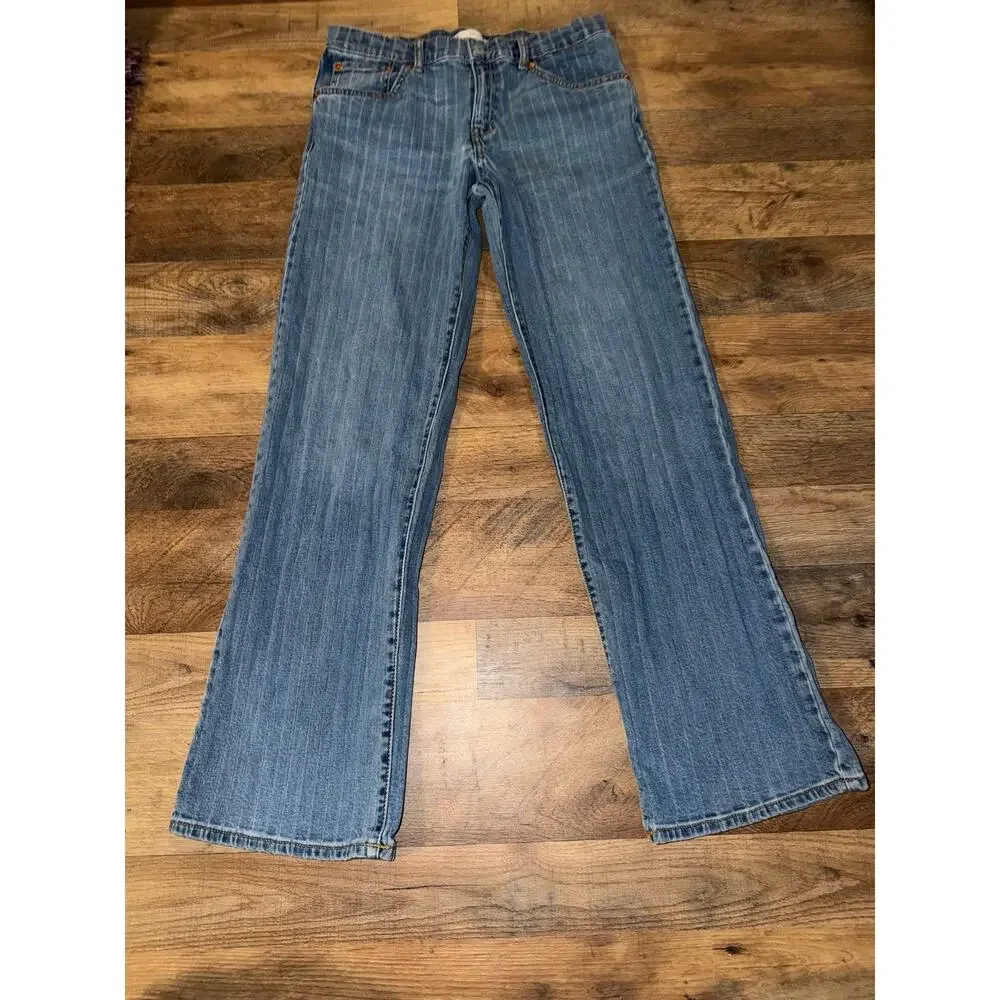Levi’s girls stripe wide leg blue jeans with adjustable waistband